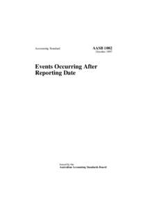 Accounting Standard  AASB 1002 October[removed]Events Occurring After