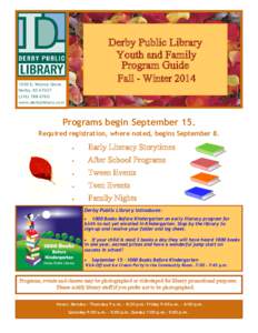 Derby Public Library YouthDerby And Family Public Program Library Guide Youth and Family
