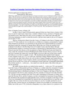 Southern Campaign American Revolution Pension Statements & Rosters Pension application of Adam Line S7513 Transcribed by Will Graves f13VA[removed]