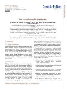 Open Access  The Japan Beyond-Brittle Project H. Muraoka1 , H. Asanuma2 , N. Tsuchiya3 , T. Ito4 , T. Mogi5 , H. Ito6 , and the participants of the ICDP/JBBP Workshop 1