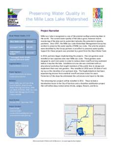 Preserving Water Quality in the Mille Lacs Lake Watershed Project Narrative Clean Water Funds: 2010 Clean Water Grant