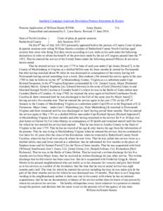 Southern Campaign American Revolution Pension Statements & Rosters Pension Application of William Hastin W3986 Amey Hastin Transcribed and annotated by C. Leon Harris. Revised 17 June[removed]VA