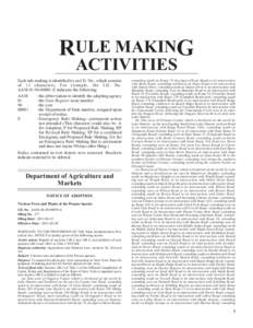 RULE MAKING ACTIVITIES Each rule making is identified by an I.D. No., which consists of 13 characters. For example, the I.D. No. AAM[removed]E indicates the following: