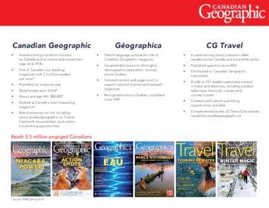 Canadian Geographic / Royal Canadian Geographical Society / Géographica / Charles Camsell / Geographic magazine / Canada / Geography / Political geography