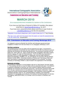 MARCH 2010 An occasional electronic newsletter for members of the Commission. If you have any brief items of interest to fellow CET members then please email them to [removed]. for eCET. If you have more s