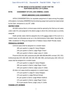 Assignment of Civil and Criminal Cases - Order Amending Case Assignments