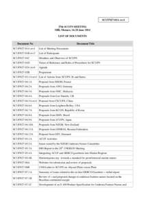 SCUFN27-01A rev1 27th SCUFN MEETING IHB, Monaco, 16-20 June 2014 LIST OF DOCUMENTS Document No