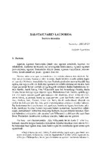 XALOTASUNAREN LAUDORIOA Sarrera-hitzaldia