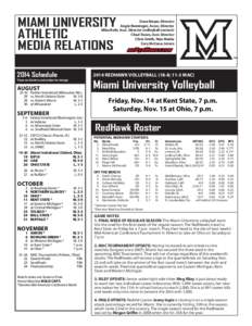 1  MIAMI UNIVERSITY ATHLETIC MEDIA RELATIONS