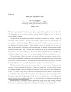 EP201.tex  Sweden and the Euro¤ Lars E.O. Svensson Princeton University, CEPR and NBER; Homepage: www.princeton.edu/»svensson