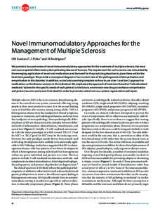 Novel Immunomodulatory Approaches for the Management of Multiple Sclerosis