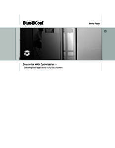 White Paper  Enterprise WAN Optimization > Delivering faster applications to any user, anywhere  Enterprise WAN Optimization: Delivering faster applications to any user, anywhere