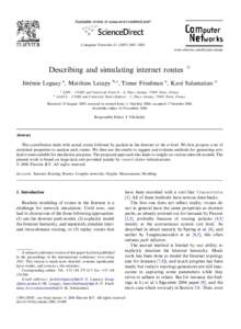 Network theory / Routing / Shortest path problem / Average path length / Degree distribution / Graph / Shortest path tree / IEEE 802.1aq / Small-world network / Graph theory / Mathematics / Theoretical computer science