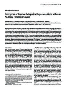 The Journal of Neuroscience, February 16, 2011 • 31(7):2595–2606 • 2595  Behavioral/Systems/Cognitive Emergence of Learned Categorical Representations within an Auditory Forebrain Circuit