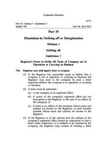 Companies Ordinance A4727 Part 15—Division 1—Subdivision 1 Section 744  Ord. No. 28 of 2012