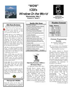 “WOW”  ICSE’s Window On the World Wednesday, May 7