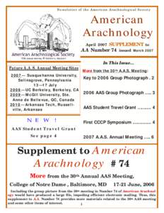 Newsletter of the American Arachnological Society  American Arachnology SUPPLEMENT to AA Number 74 issued March 2007
