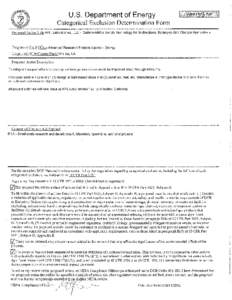 U S . Department of Energy Categorical Exclusion Determination Fonn P r o m 01Field Office: Advanced Research Projects Agency - Energy Proiect Title: ([removed]HRL Laboratories, LLC - GaN Switch Technology for Bi-Dire