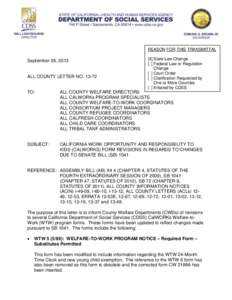 REASON FOR THIS TRANSMITTAL  September 26, 2013 ALL COUNTY LETTER NO[removed]