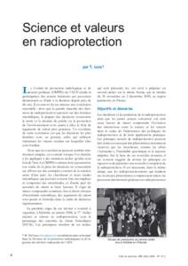 Science et valeurs en radioprotection par T. Lazo* L