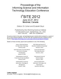 Proceedings of the Informing Science and Information Technology Education Conference n  I SITE 2012