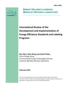 LBNL-5407E  ERNEST ORLANDO LAWRENCE BERKELEY NATIONAL LABORATORY  International Review of the