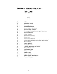 TASMANIAN ROWING COUNCIL INC.  BY-LAWS INDEX