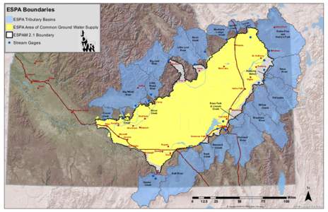 ESPA Boundaries ESPA Tributary Basins ESPA Area of Common Ground Water Supply ESPAM 2.1 Boundary