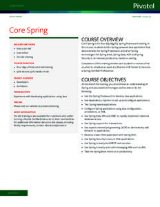 CORE SPRING  DATA SHEET R EVI S ED : [removed]