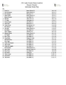 2011 Lake County Senior Amateur Round 1 Results Individual Stroke Play