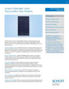 US  SCHOTT PERFORM™ POLY Polycrystalline Solar Modules  SCHOTT PERFORM™ POLY