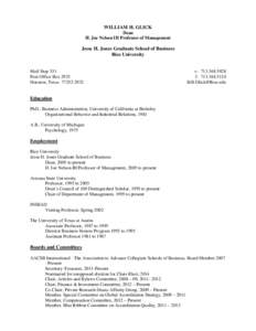 Organizational psychology / Andrew H. Van de Ven / Glick / Academy of Management / Organizational behavior / Industrial and organizational psychology / Business process reengineering / Management / Knowledge / Social psychology