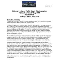 PAGE 1 OF 13  National Highway Traffic Safety Administration “Click It or Ticket” May 2014