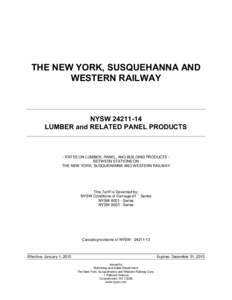 THE NEW YORK, SUSQUEHANNA AND WESTERN RAILWAY NYSW[removed]LUMBER and RELATED PANEL PRODUCTS