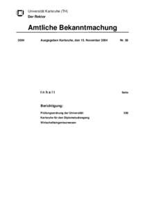 Satzung der Universität Karlsruhe (TH) für das Eignungsfeststellungsverfahren im Studiengang Geoökologie (Diplom)