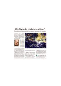 „Die Natur ist ein Lebenselixier“  Interview mit dem Kemptener Künstler Horst Heilmann – Ausstellung in der Kunsthalle