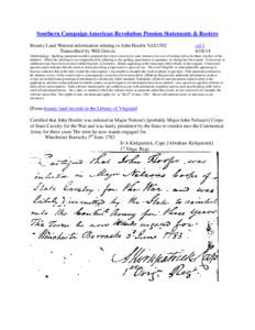 Southern Campaign American Revolution Pension Statements & Rosters Bounty Land Warrant information relating to John Hoofer VAS1592 Transcribed by Will Graves vsl[removed]