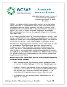 RESEARCH & ADVOCACY REVIEW Utilizing the National Intimate Partner and Sexual Violence Survey’s (NISVS) Findings on Victimization by Sexual Orientation