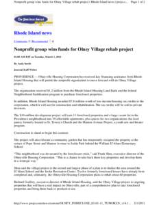Nonprofit group wins funds for Olney Village rehab project | Rhode Island news | projo.c... Page 1 of 2  Rhode Island news Comments 5 | Recommend  0