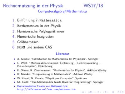 Rechnernutzung in der Physik  WS17/18 Computeralgebra/Mathematica 1.