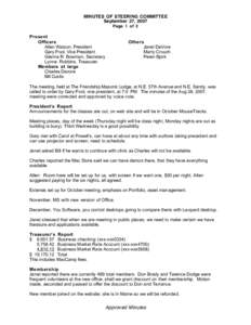 MINUTES OF STEERING COMMITTEE September 27, 2007 Page 1 of 2 Present Officers