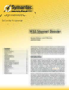 Security Response  W32.Stuxnet Dossier Version 1.1 (OctoberNicolas Falliere, Liam O Murchu,