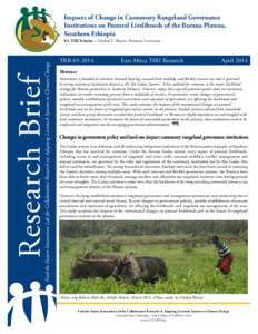 Impacts of Change in Customary Rangeland Governance Institutions on Pastoral Livelihoods of the Borana Plateau, Southern Ethiopia Research Brief