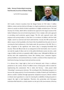 Agriculture / Agriculture in India / Geneticists / M. S. Swaminathan / The Hunger Project / MS Swaminathan Research Foundation / Food security / Tamil Nadu / Famine / Food and drink / Development / Food politics