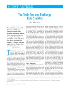 The Tobin Tax and Exchange Rate Stability -  Finance & Development - JunePaul Bernd Spahn