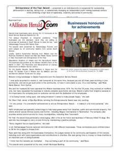 AllistonHerald article for entrepreneur