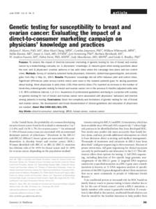 article  June 2006 � Vol. 8 � No. 6 Genetic testing for susceptibility to breast and ovarian cancer: Evaluating the impact of a