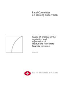 Range of practice in the regulation and supervision of institutions relevant to financial inclusion