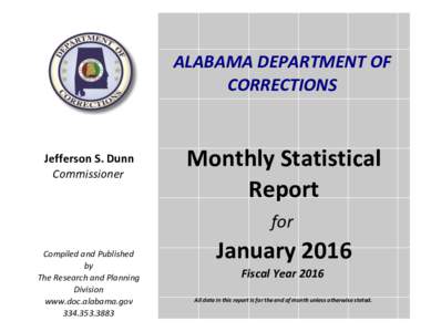 ALABAMA DEPARTMENT OF CORRECTIONS Jefferson S. Dunn Commissioner