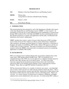 Memorandum: Proton Beam Therapy